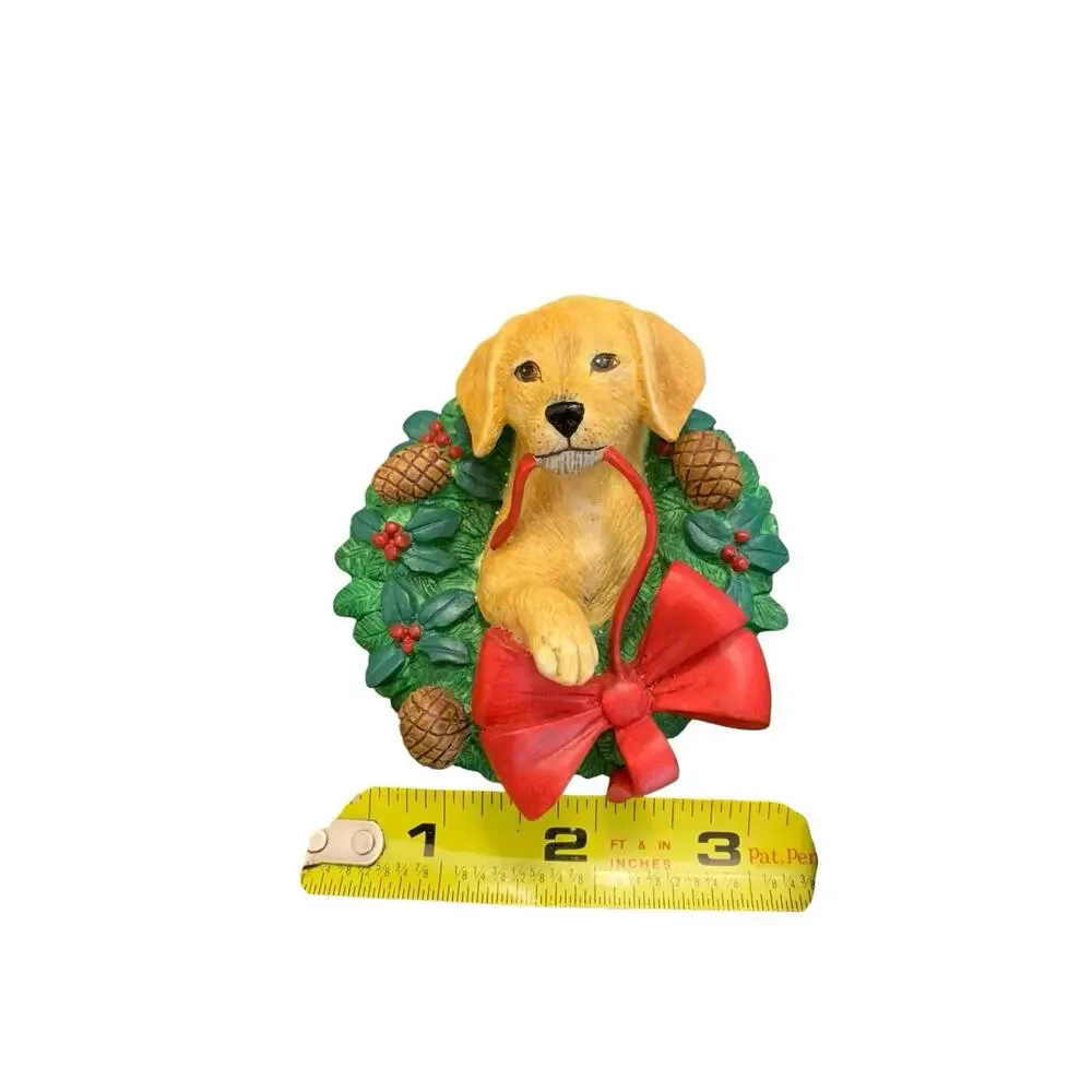Vintage 2000 Lenox Golden Retriever Labrador Puppy Dog Wreath‎ Ornament